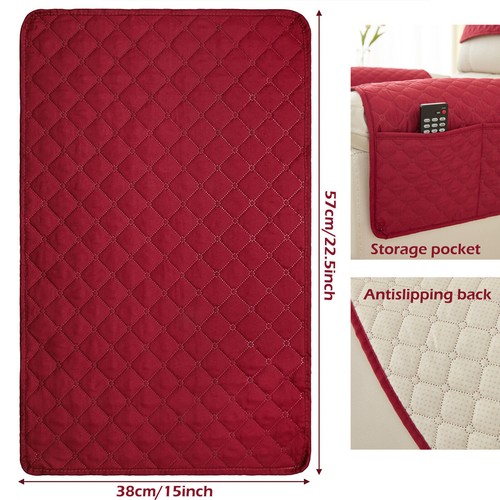 1Set Recliner Sofa Headrest Protector Sofa Armrest Headrest Cover With Pockets - Picture 3 of 32