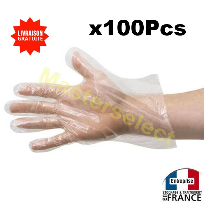 LOT DE 100 GANTS SACHET PLASTIQUE JETABLE POUR CUISINE JARDIN -PAS CHER-