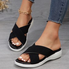 Womens Orthopedic Slippers Comfy Sandals Summer Shoes Ladies Slip On Flat Beach