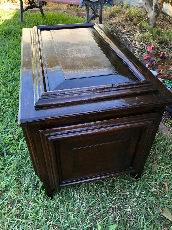 Vintage Midcentury Solid Wood Chest Table - Image 3 of 4