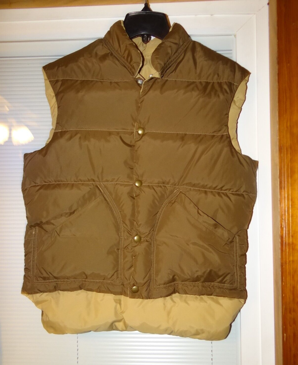 Vintage★COMFY  Down Vest USA リバーシブル Men's Vintage COMFY Down Vest Puffer Reversible brown tan sz S USA