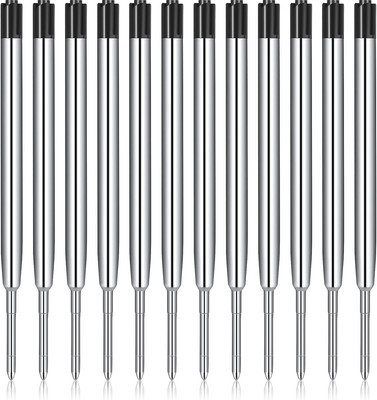 12 Black Ink Medium Point 1.0Mm Metal Ballpoint Pen Refills