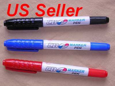 Lot of 3, CD DVD TWIN TIP BEST MARKERS, RED BLUE BLACK, US SELLER