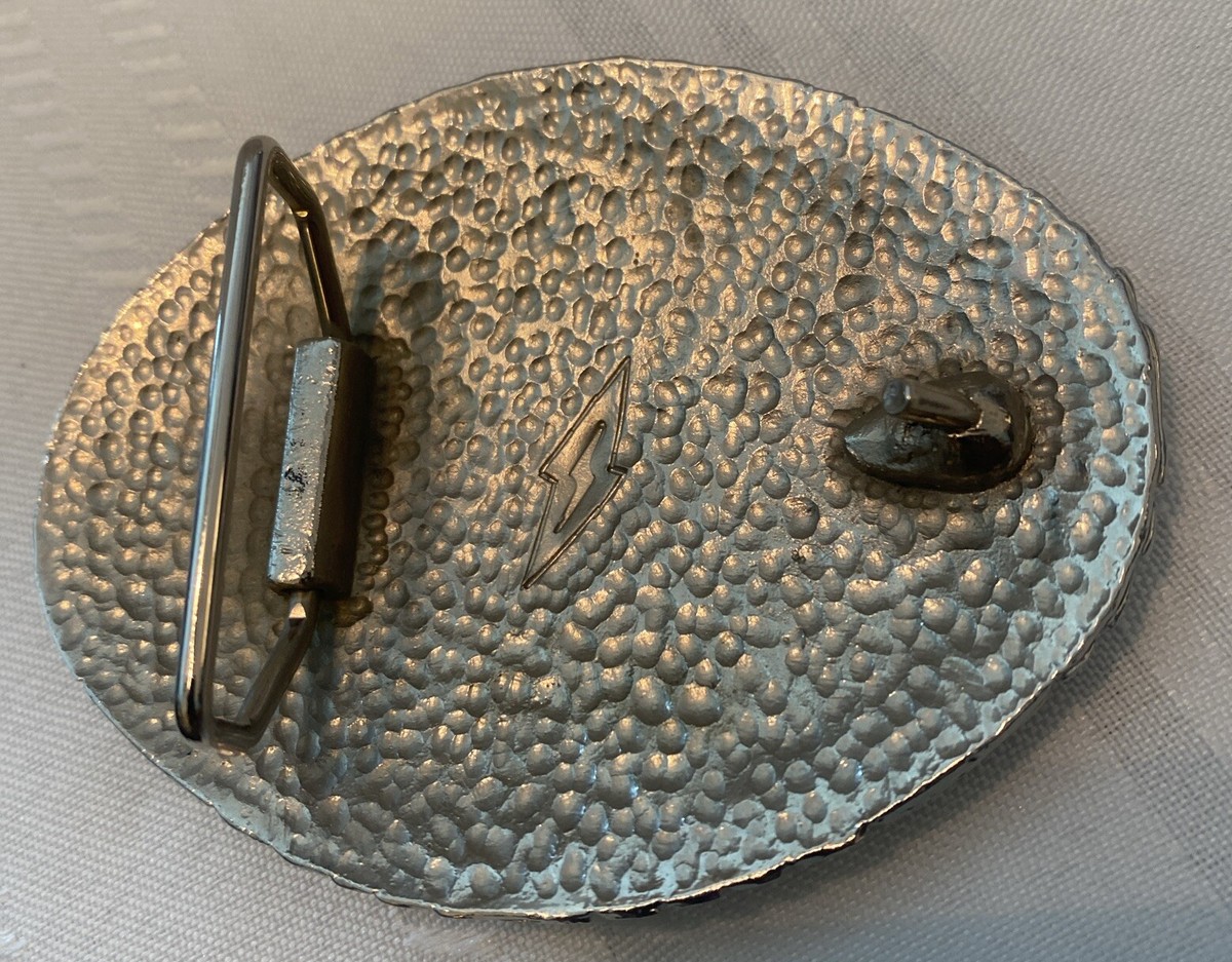 Turquoise German Silver Eagle Oval Belt Buckle Leather Belt 34 Western Leather Vintage Mallory Silver Eagle Black Leather Belt Turquoise  main image 2