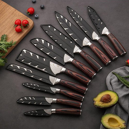 Set Coltelli Cucina Modello Damasco Giapponese Coltelli Chef Acciaio Inox Cleaver - Foto 5 di 30