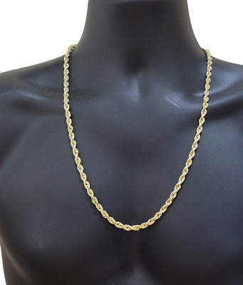 Real 14k Yellow Gold Necklace Rope Chain 6mm 26