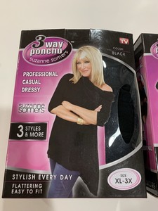 Suzanne Somers 3 Way Poncho As Seen On Tv Can Be Worn Three Ways (Xl - 3X) Black Color (600606404655)