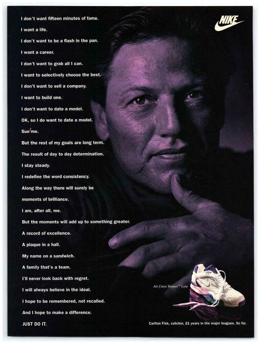 1992 NIKE Vintage Print Ad Air Cross Trainer Low Carlton Fisk