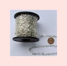 10 Feet 4x8mm SILVER PLATED Flat CABLE Chain ~ BULK LOT Sturdy Smooth Finish 10'