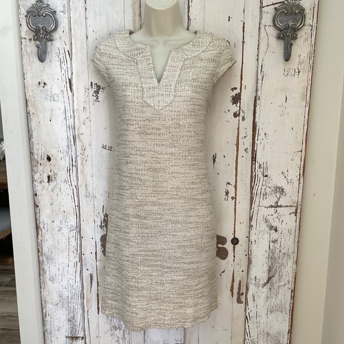 Kate Spade Size 2 Woman's Champagne Gold Ivory Metallic Cap Sleeve Shift Dress - Picture 2 of 7