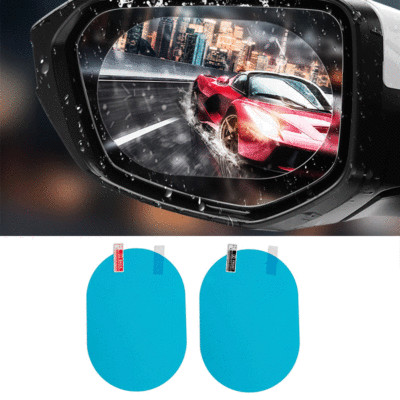 2x Car Rearview Mirror Film Anti-Fog Membrane Waterproof Mirror Rainproof Oval