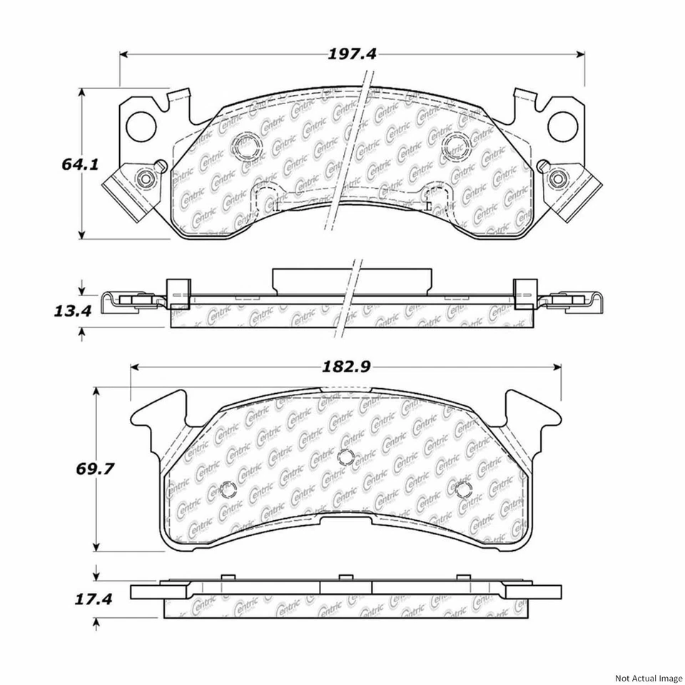 Conjunto de pastilhas de freio a disco semi-metálicas frontais centradas para 1987-1991 GMC V2500 Suburban - Imagem 3 de 4