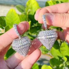 Charming Silver Plated Cubic Zirconia CZ Triangle Dangle Drop Earrings for Women