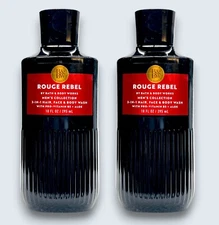 2 Bath Body Works ROUGE REBEL MEN 3-in-1 Hair Face Body Wash Shower Gel 10 oz