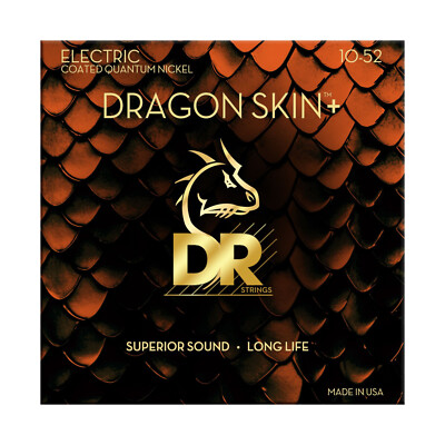 DR Strings Dragon Skin+ DEQ-10/52 Coated 6-String Nickel Electric Guitar Strings