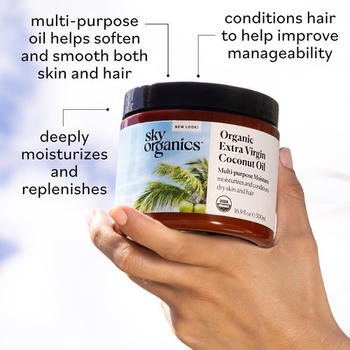 Organic Extra Virgin Coconut Oil for Moisturizing Hair and Skin, 16.9 Fl Oz - Picture 2 of 8