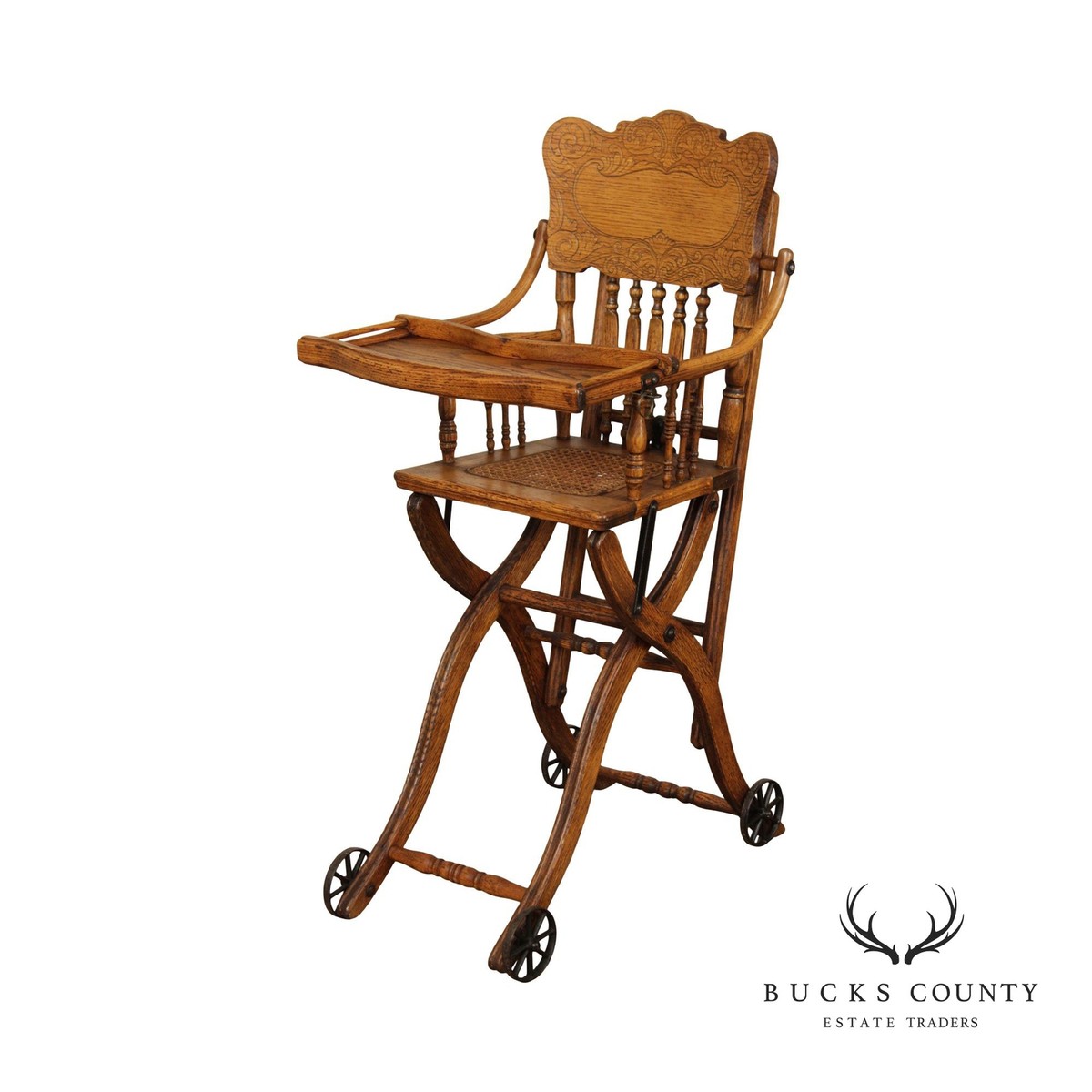 Antique Victorian Oak Combination High Chair | eBay