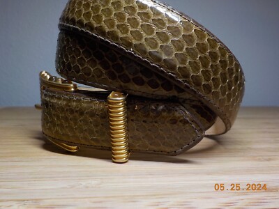 CARLISLE REPTILE PATTERN LEATHER BELT W/GENUINE CATS EYE 