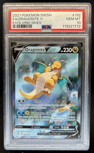 2021 Pokemon SWSH Evolving Skies Dragonite V #192/203 PSA 10 GEM MINT