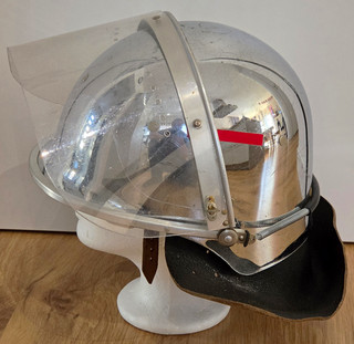 Firefighter Helmet Chrome Plated Metal with Visor/Former GDR