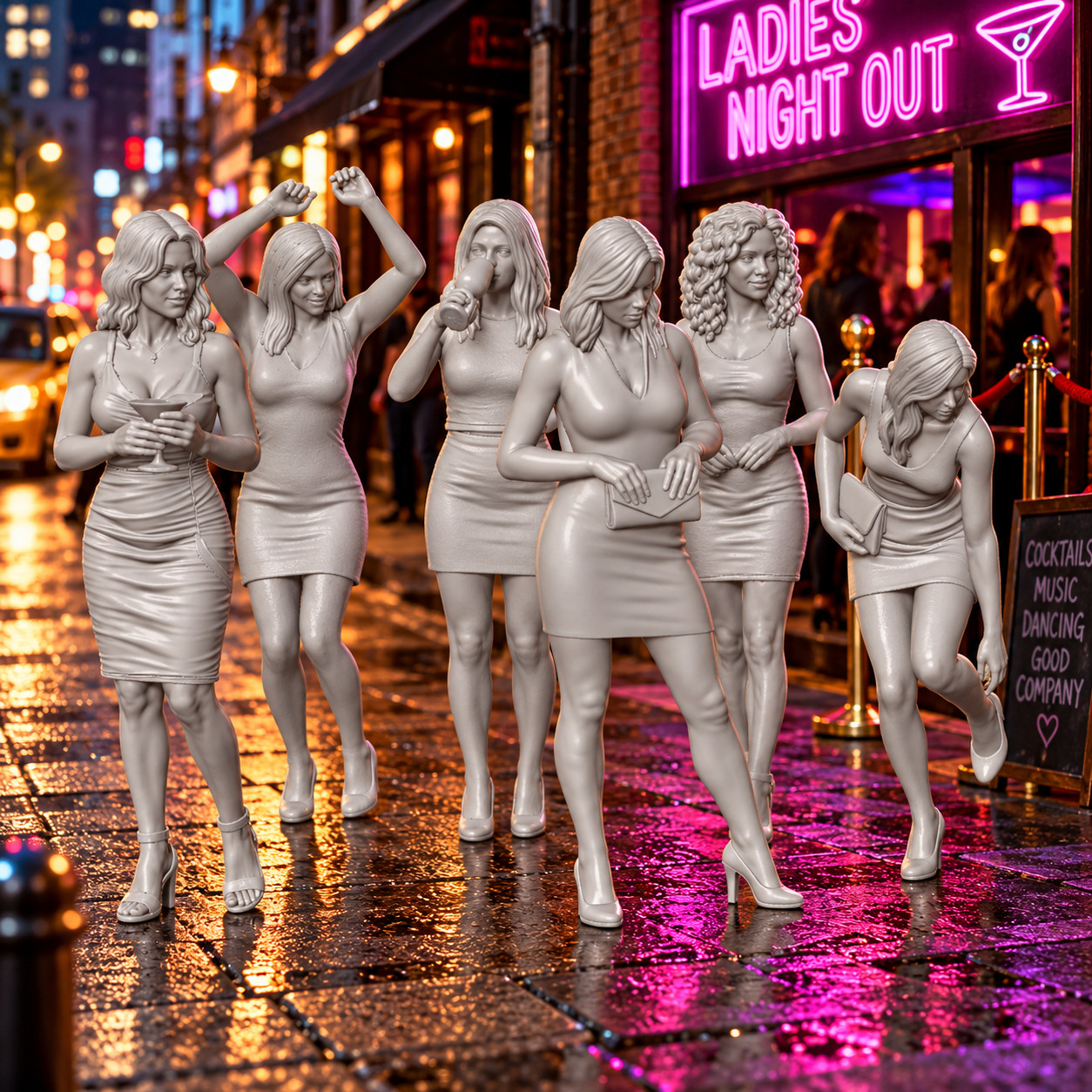 Ladies Night X6 1:87 HO Model Railroad Railway Layout Figures