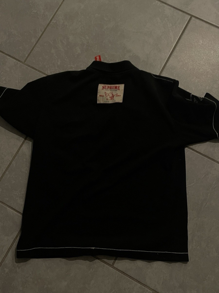 Supreme True Religion Black Polo Shirt M Short Sleeve Logo Patch
