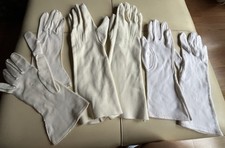 Vintage 1950's White Cotton Dress Gloves Lot of 3 Size Small Dress Up