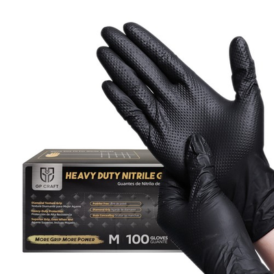#ad #ad Heavy Duty 8 Mil Black Nitrile Disposable Gloves Raised Diamond Texture $119.99