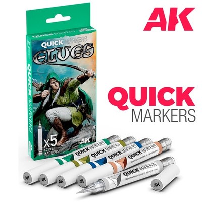 AK Interactive: Elves -  QUICK MARKER Set - AKMQ101 - 5 Markers