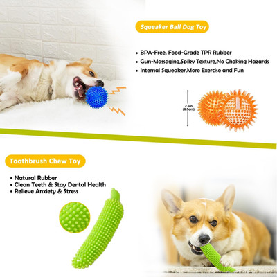 Dog Toys 25 Pack for Fun and Teeth Cleaning, Puppy Chew Toys Pack with Squeak...