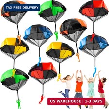 OJYUDD 10 Pack Parachute Toy for Kids,Tangle Free Figures Parachute,Throwing Fly