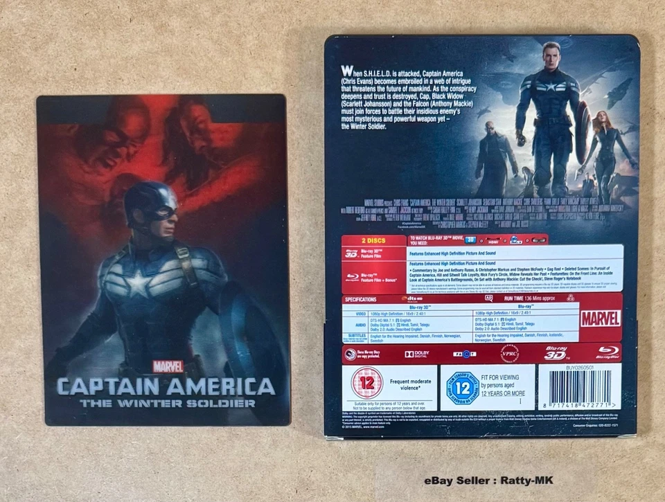 CAPTAIN AMERICA THE WINTER SOLDIER (UK) LENTICULAR 3D + BLU RAY STEELBOOK (READ) - Image 3 of 4