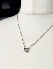 925 Sterling Silver Crystal Diamond Cz Pendant Necklace Minimalist Jewellery