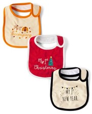 3 Pack My First Holiday Seasonal Bibs 1st Thanksgiving Christmas New Year