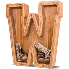 JOOMLAFLY Wooden Letter Piggy Bank for Kids Larger Letter Piggy Bank for Boys...