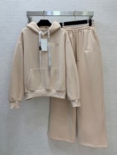 Women Fleece Lined Hoodie Tracksuit Long Sleeve Top Wide Leg Pants 2 Piece Set