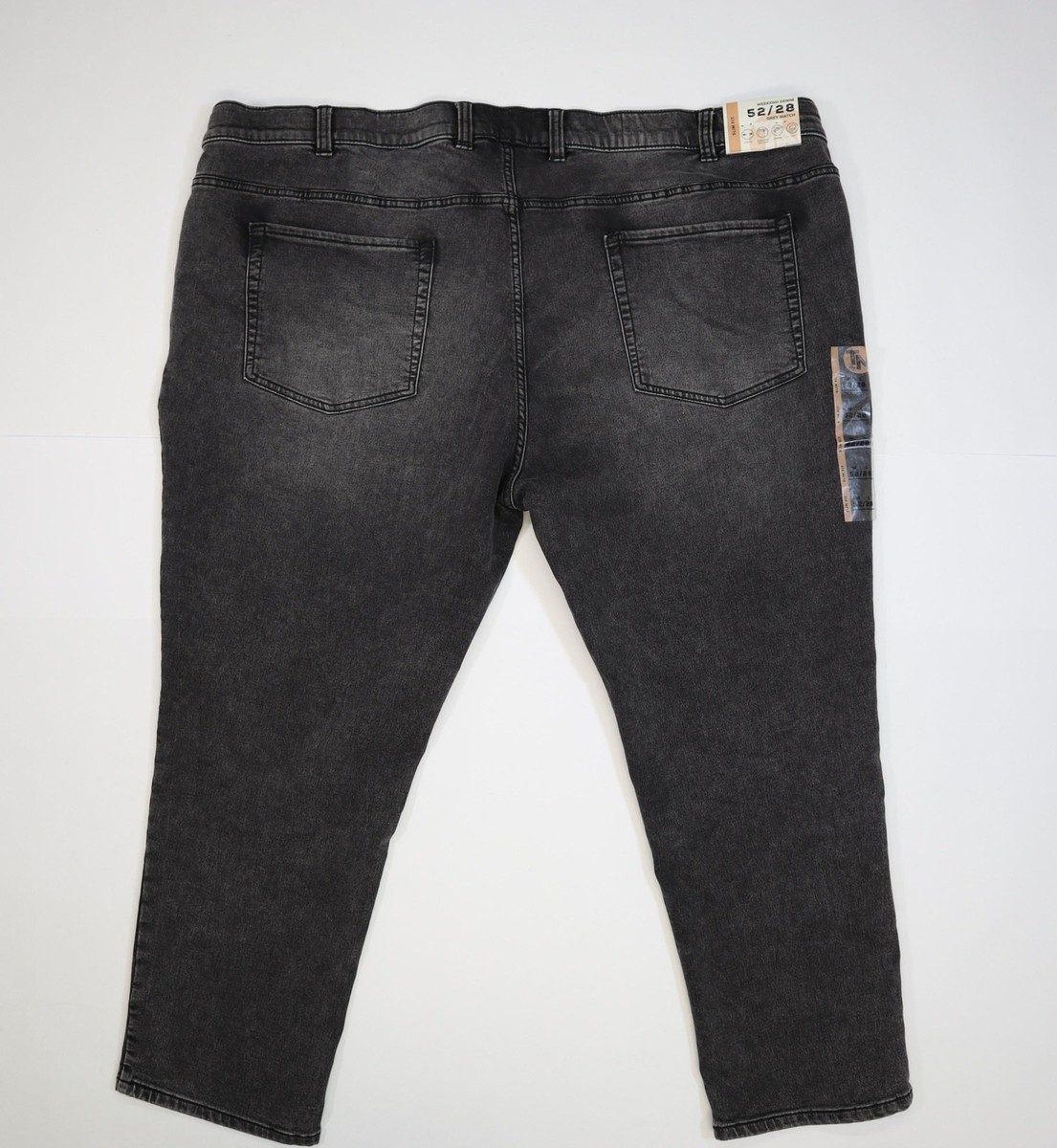 True Nation Jeans Mens 52x28 Charcoal Gray Slim Tapered Stretch