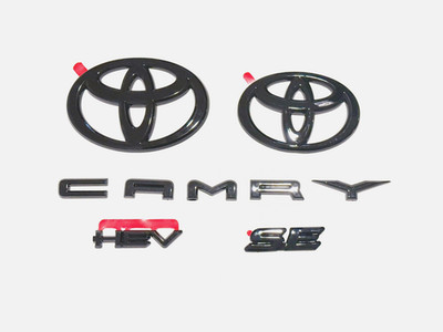 NEW TOYOTA 2025+ CAMRY HYBRID SE HEV GLOSS BLACKOUT EMBLEM OVERLAYS KIT FIT OEM