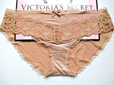 VICTORIA'S SECRET Body by Victoria Bikini Panty VS Beige M MEDIUM Lace Trim NWT