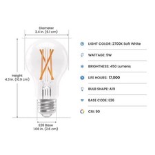 Feit Enhance A19 E26 Medium Filament LED Bulb Soft White 40 Watt 4pk