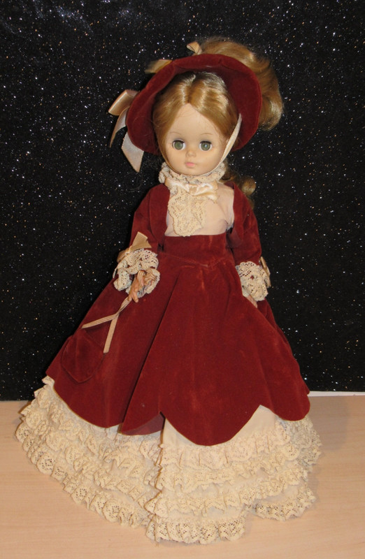 VINTAGE Effanbee Victorian Lady Doll in red velvet dress 15" 1966