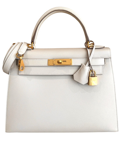 Hermes Kelly 28 Sellier Craie White Epsom Leather Gold Hardware RARE