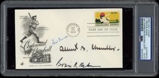 Ford Frick Happy Chandler Bowie Kuhn FDC Signed Auto PSA/DNA Slab Commissioners