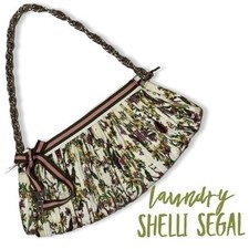 Laundry Shelli Segal classic shoulderbag clutch purple green yellow cream fabric