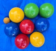 Set of Vintage Wood Bocce Ball Set Made in Italy - VG