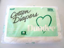Vintage Dundee 12 White Cloth Diapers Birdseye 100 Cotton Weave 12 NOS NEW 27"