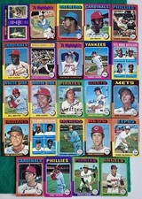 1975 Topps Baseball Lot Of (24) Cards Ryan/ Aaron/ Gibson/ Rice Rookie RC HOF