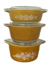 Pyrex Butterfly Gold Lidded Bake Serve Store Casserole Dishes 471 472 473 Vtg