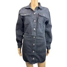 ZARA  Denim Mini Dress Long Sleeve   Women Black Size S‎