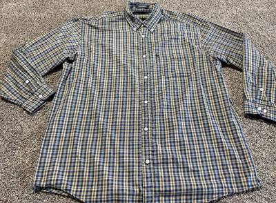 Chaus Platinum Mens Button Down Shirt Gingham Plaid XL Dress Casual